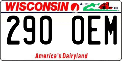 WI license plate 290OEM