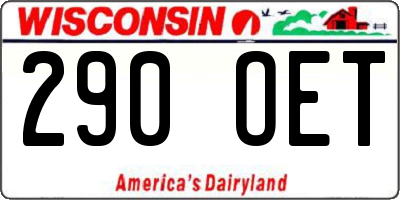 WI license plate 290OET
