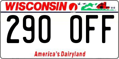 WI license plate 290OFF