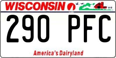 WI license plate 290PFC