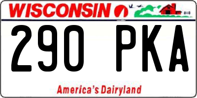 WI license plate 290PKA