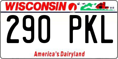 WI license plate 290PKL