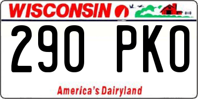 WI license plate 290PKO