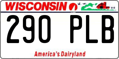 WI license plate 290PLB
