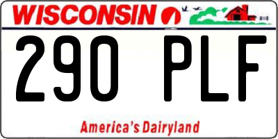 WI license plate 290PLF
