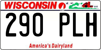 WI license plate 290PLH