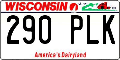 WI license plate 290PLK