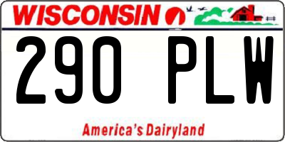 WI license plate 290PLW