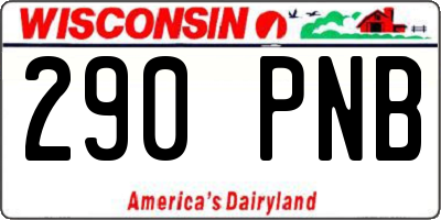 WI license plate 290PNB