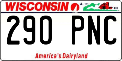 WI license plate 290PNC