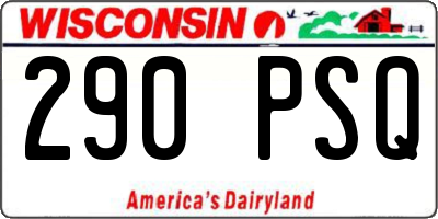 WI license plate 290PSQ