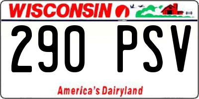 WI license plate 290PSV
