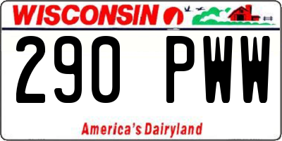 WI license plate 290PWW
