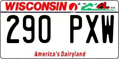 WI license plate 290PXW