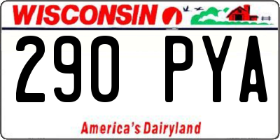 WI license plate 290PYA