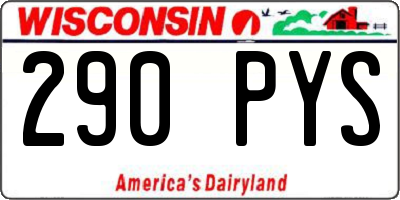 WI license plate 290PYS