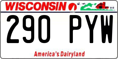 WI license plate 290PYW