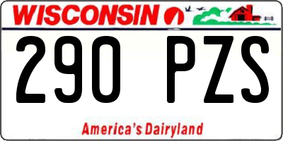 WI license plate 290PZS
