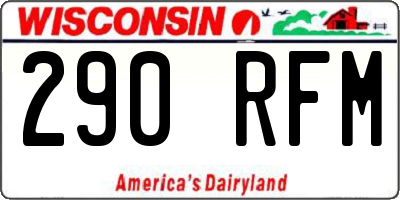 WI license plate 290RFM