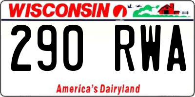 WI license plate 290RWA