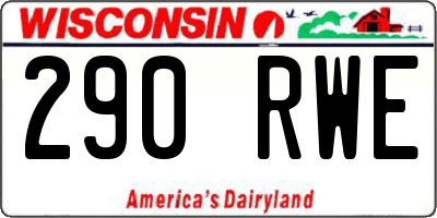 WI license plate 290RWE