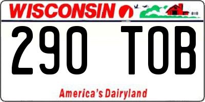 WI license plate 290TOB