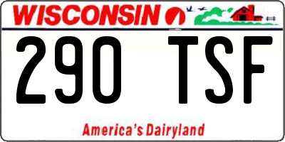 WI license plate 290TSF