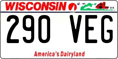 WI license plate 290VEG