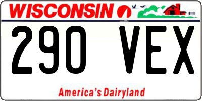WI license plate 290VEX