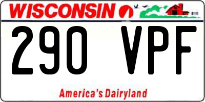 WI license plate 290VPF