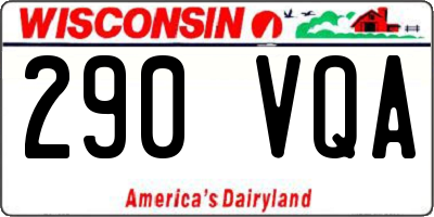 WI license plate 290VQA