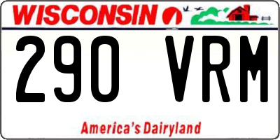 WI license plate 290VRM