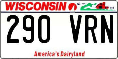 WI license plate 290VRN