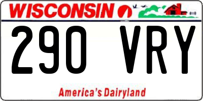 WI license plate 290VRY