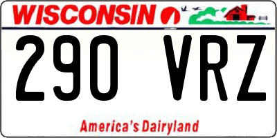 WI license plate 290VRZ