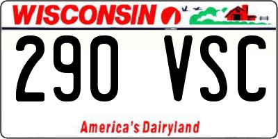 WI license plate 290VSC