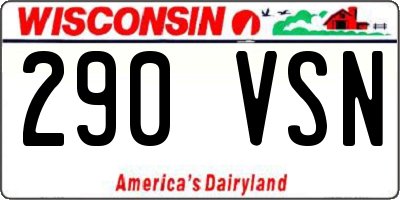 WI license plate 290VSN