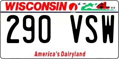 WI license plate 290VSW