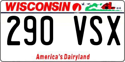 WI license plate 290VSX