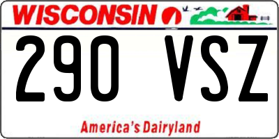 WI license plate 290VSZ
