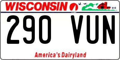 WI license plate 290VUN