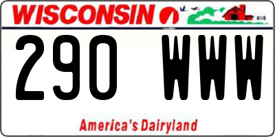 WI license plate 290WWW