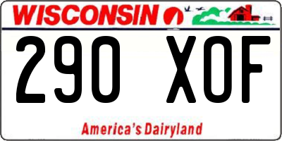 WI license plate 290XOF
