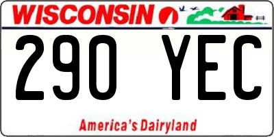 WI license plate 290YEC