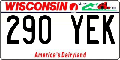 WI license plate 290YEK