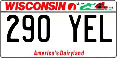WI license plate 290YEL