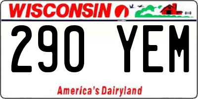 WI license plate 290YEM