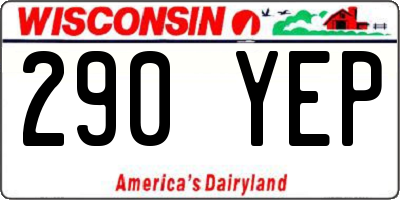 WI license plate 290YEP