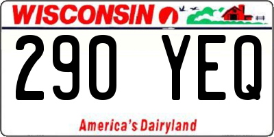 WI license plate 290YEQ