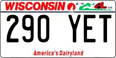 WI license plate 290YET